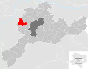 Lage der Gemeinde Hafnerbach im Bezirk St. Pölten-Land (anklickbare Karte)