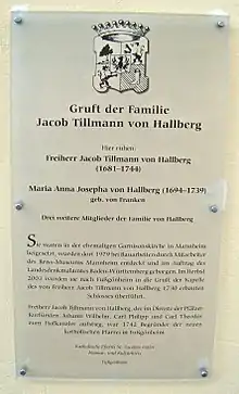 Gedenktafel an der Hallberg-Gruft Fußgönheim