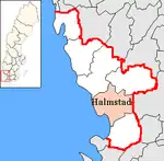 Lage der Gemeinde Halmstad
