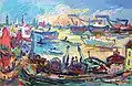 Hamburger Hafen vom Fischmarkt mit Portugiesenviertel, 1962