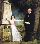 Frederick Hervey, 4. Earl of Bristol, mit seiner Enkelin Caroline Chrichton im Garten der Villa Borghese