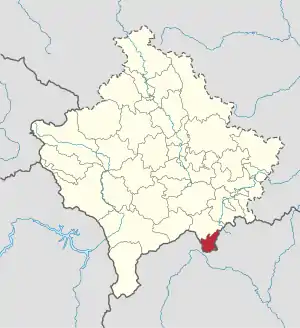 Lage der Gemeinde Han i Elezit im Kosovo (anklickbare Karte)