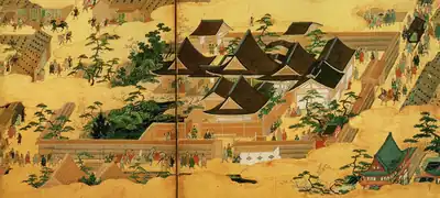 Ausschnitt aus dem linken Schirm: Hana-no-gosho