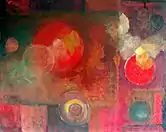 Kreise, abstrakte Farbfiguration,Öl auf Leinwand, Ende der 1960er Jahre