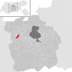 Lage der Gemeinde Hatting im Bezirk Innsbruck-Land (anklickbare Karte)