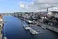 Das Zentrum von Haugesund von der Risøy-Brücke aus gesehen