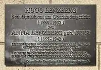 Gedenktafel für Hugo und Anna Lenzberg (2021)