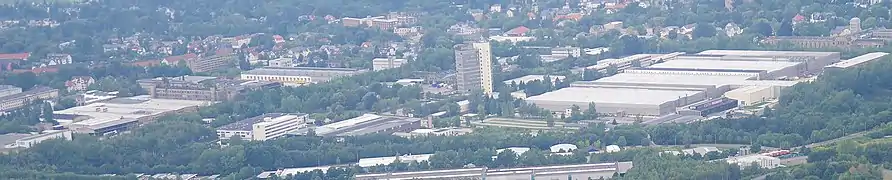 Heckert Werk in Chemnitz, links das Altwerk (ab 1944), rechts das neue Werk (ab 1970)