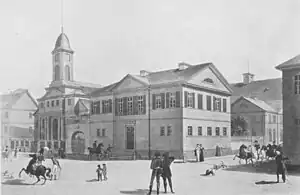 Domkirche St. Eberhard, Vellnagel-Haus,Danneckerei und Hoftheater, 1813. →&nbsp;Bildkommentar