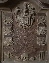 Epitaph zum Andenken des Komturs Georg Adolph von Speth, Freiherr von Schülzburg verstorben am 15. Februar 1731