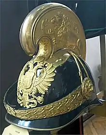 Helm eines österreichisch-ungarischen Dragoners, 19.&nbsp;Jahrhundert