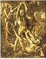 Herkules tötet Cacus von Hendrick Goltzius