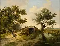Sommerlandschaft mit Angler