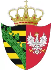 Wappen des Herzogtums Warschau: halb sächsisch, halb polnisch