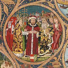 Herzog Leopold VI. (der Glorreiche). Ausschnitt aus dem Babenberger-Stammbaum, Stift Klosterneuburg.