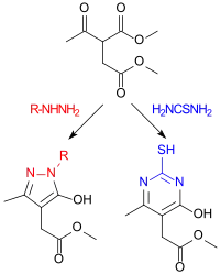 Synthese von Heterocyclen aus Dimethylacetylsuccinat