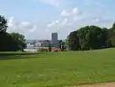 Blick vom Jenisch-Haus über die Elbe auf das ehemalige Gelände der Deutschen Werft in Finkenwerder. (2006)