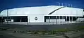 Die Fassade des Stadions im August 2017