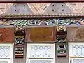 Bemalte spätgotische Füllhölzer am Knochenhaueramtshaus in Hildesheim (freie Rekonstruktionen von 1989)