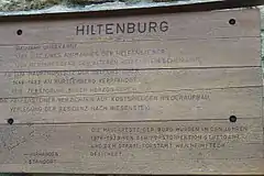 Tafel zur Geschichte der Hiltenburg