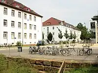 Ehemalige Kasernengebäude. Hier im Wankheimer Täle der nun mit dem Block 25 überbaute Exerzierplatz (Juli 2008)