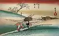 Das Dorf Yase, das heute zu Sakyō-ku gehört, zur Edo-Zeit, Farbholzschnitt von Hiroshige, 1832/33