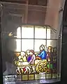 Teilzerstörtes historisches Glasbild "Maifest" in Köln-Poll, aus der ehemaligen Gaststätte "Zum Jägerhof – verschollen von 1940 bis 2013, wiedergefunden von Hans Burgwinkel