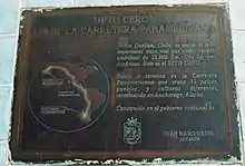 Plakette am Endpunkt der Panamericana