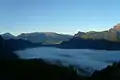 08:19h, der Nebel fliesst über den Rhein.