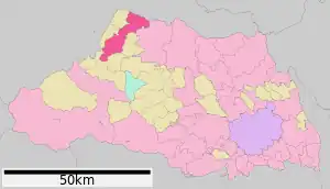 Lage Honjōs in der Präfektur