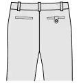 Hose mit Leistentaschen (rechts zusätzlich Knopf und Lasche)