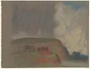 House on Hillside, Pastellkreide auf grau-grünem Papier (19,5 × 25,4 cm)