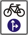 D-37Vorgeschriebene Fahrtrichtung für Radverkehr - geradeaus oder rechts