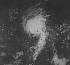 Der Sturm am 18. August 1969, aufgenommen vom Wettersatelliten ESSA-8