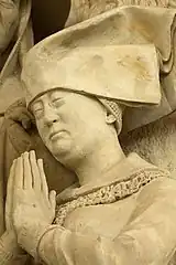 Darstellung der Maria von Loon-Heinsberg auf dem Prunkgrab Engelbrecht I. von Nassau in der Grote Kerk zu Breda