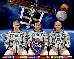 (v.l.) Thomas Reiter, Pawel Winogradow und Jeffrey Williams