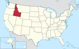 Karte der USA, Idaho hervorgehoben