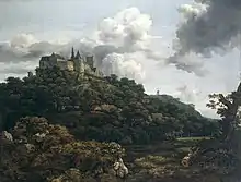 Die Burg gemalt von Jacob van Ruisdael (1653)