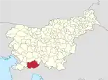 Karte von Slowenien, Position von Ilirska Bistrica hervorgehoben