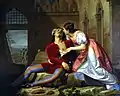 Imelda und Bonifacio: Bonifacios Tod in den Armen Imeldas; Gemälde von Giovanni Pagliarini (1809–1878)