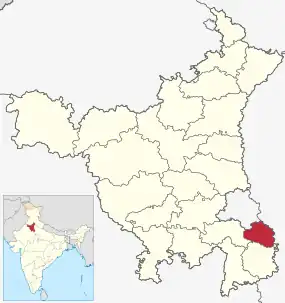 Positionskarte des Distrikts Faridabad