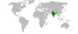 Lage von Indien und Israel