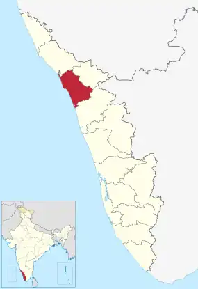 Positionskarte des Distrikts Kozhikode