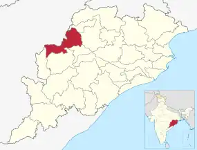 Positionskarte des Distrikts Bargarh