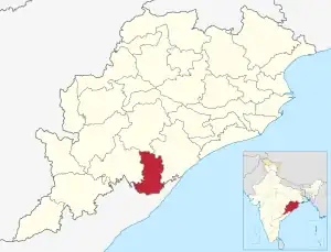 Positionskarte des Distrikts Gajapati