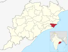 Positionskarte des Distrikts Jagatsinghpur