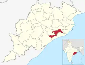Positionskarte des Distrikts Khordha
