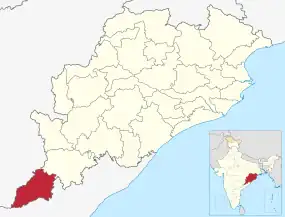 Positionskarte des Distrikts Malkangiri