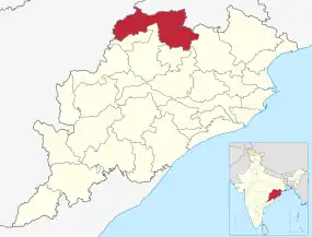 Positionskarte des Distrikts Sundargarh