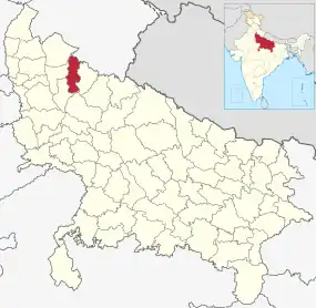 Positionskarte des Distrikts Moradabad